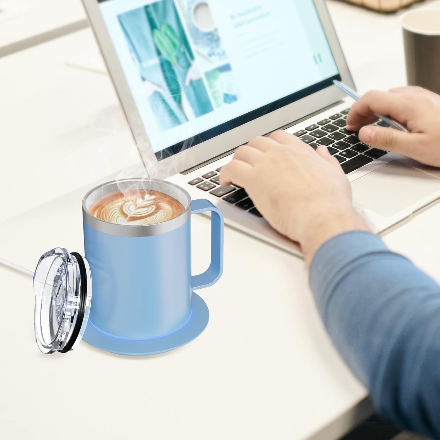 Heated Coffee Mug 12oz USB Temp Control with Warming Pad