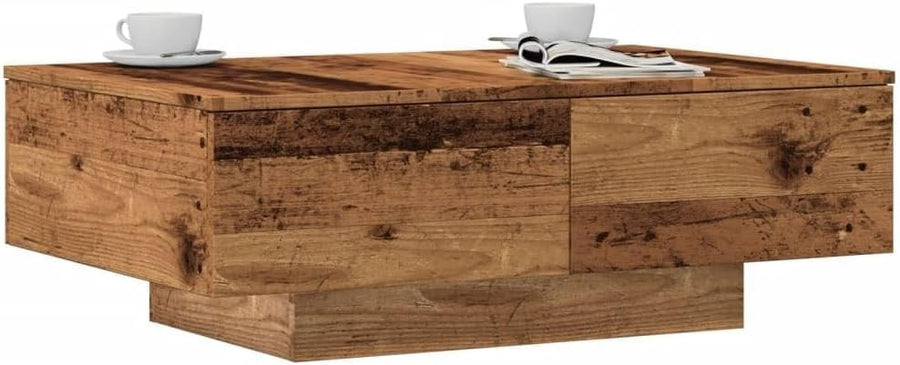 Brown Engineered Wood Coffee Table 90x60x31cm with Storage & Sturdy Design