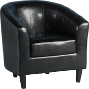 Black PU Leather Tub Chair Modern Accent Armchair Lounge Seat