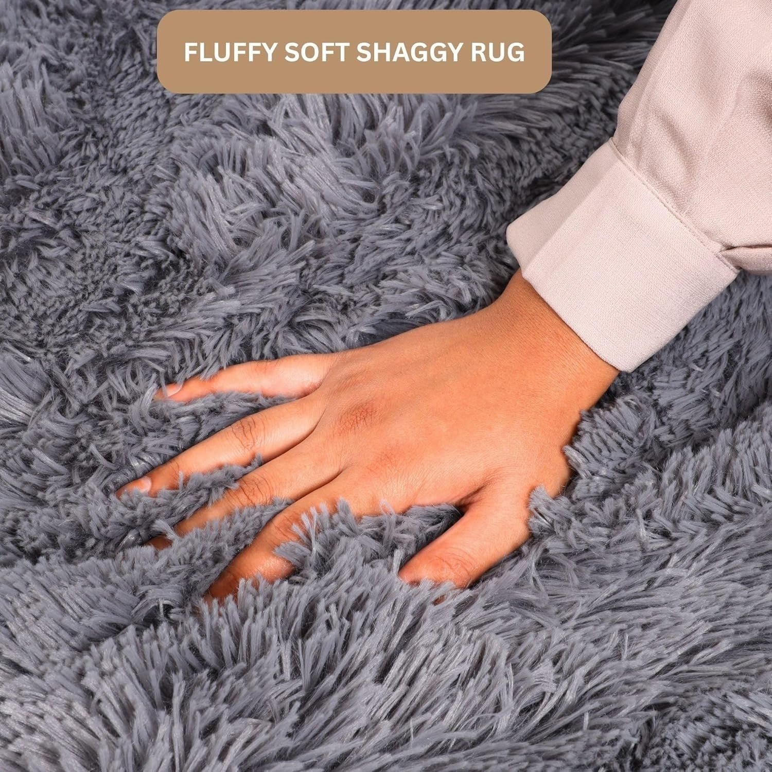 Grey Shaggy Rug 160x230cm Soft Thick Fluffy Non-Slip Large Bedroom Carpet