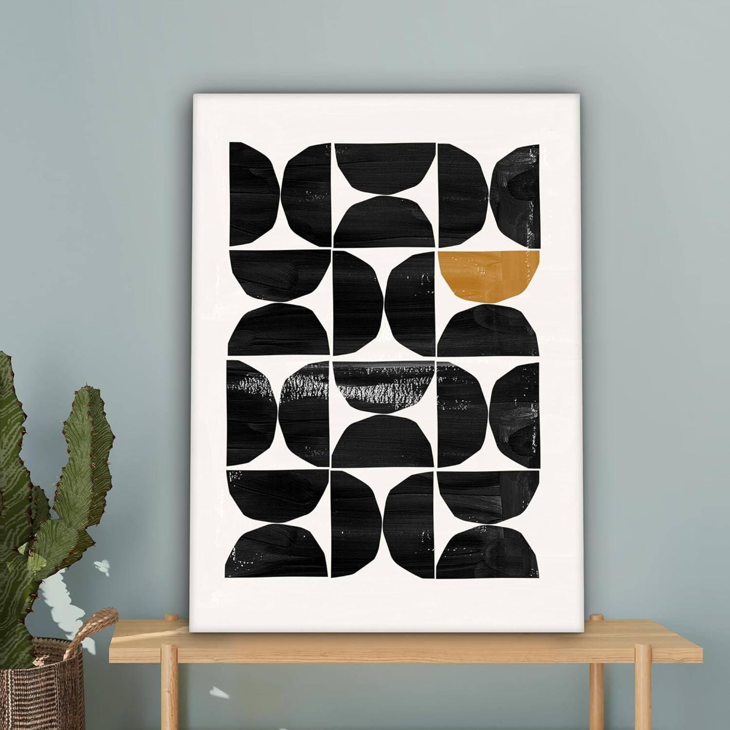 Large Framed Canvas Wall Art 50x70cm Black Abstract Modern Print