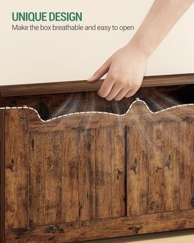Rustic Brown Lift-Top Storage Bench with Shoe Organizer & Wooden Trunk