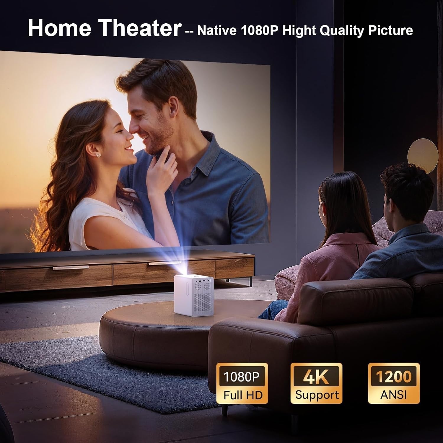 1200 ANSI Smart Projector 1080P 4K Ready WiFi 6 Google TV Netflix