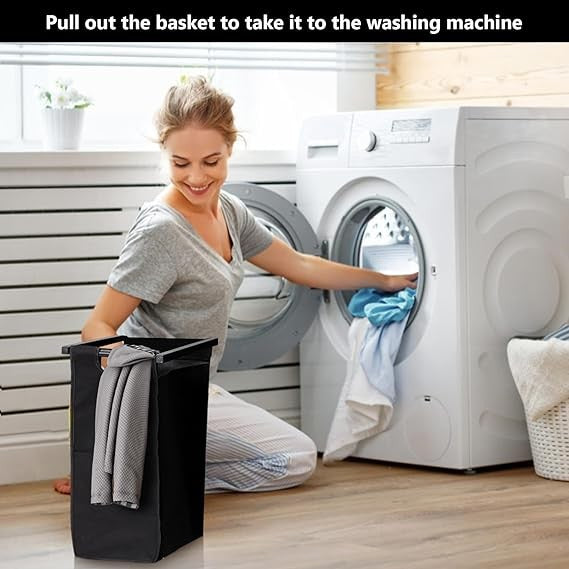 4-Compartment Laundry Hamper Cart with Wheels & Removable Bags 111×33×73cm