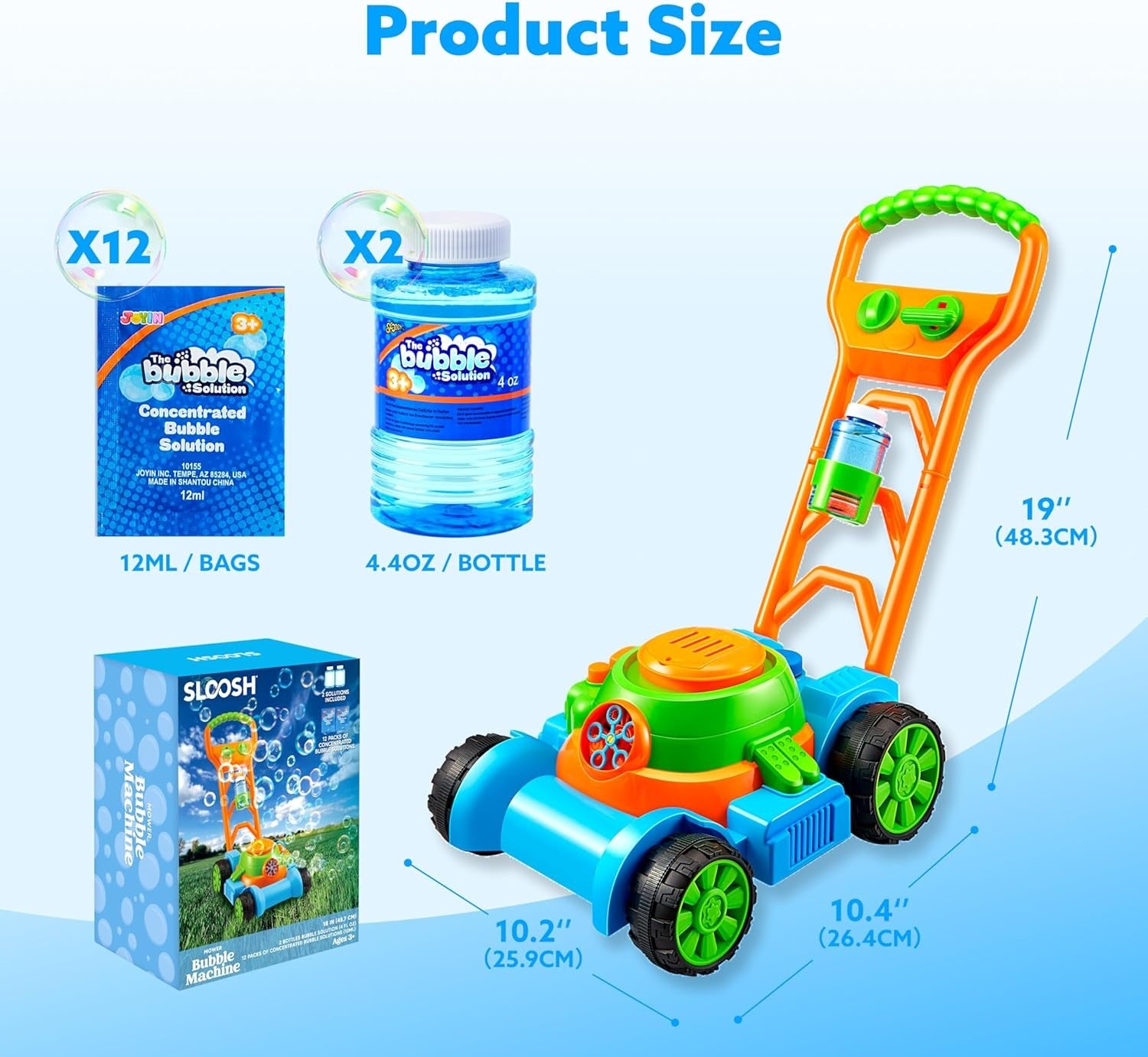 Bubble Lawn Mower Toddler Push Toy Outdoor Bubble Machine Blue Kids