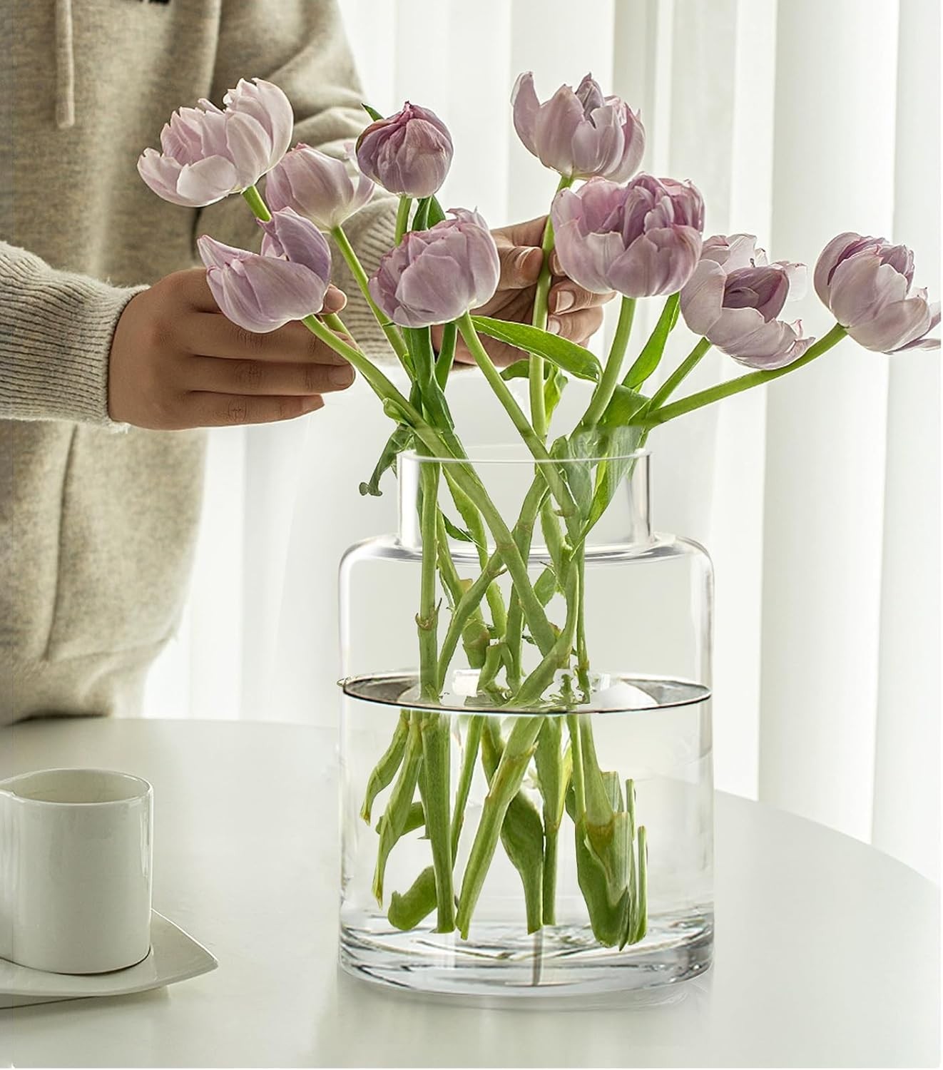 Clear Glass Cylinder Flower Vases 2 Pack 23cm Wedding Table Centrepieces