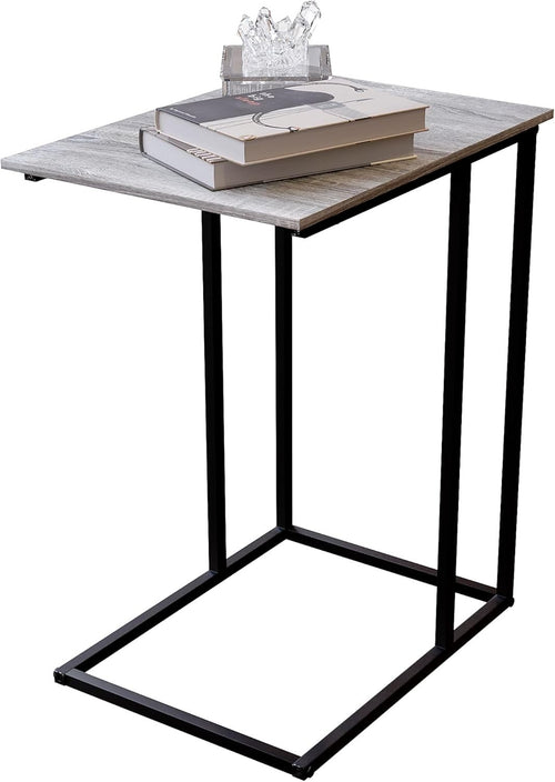 Grey C-Shaped Side Table 48x35x60 cm | Industrial Sofa & End Table
