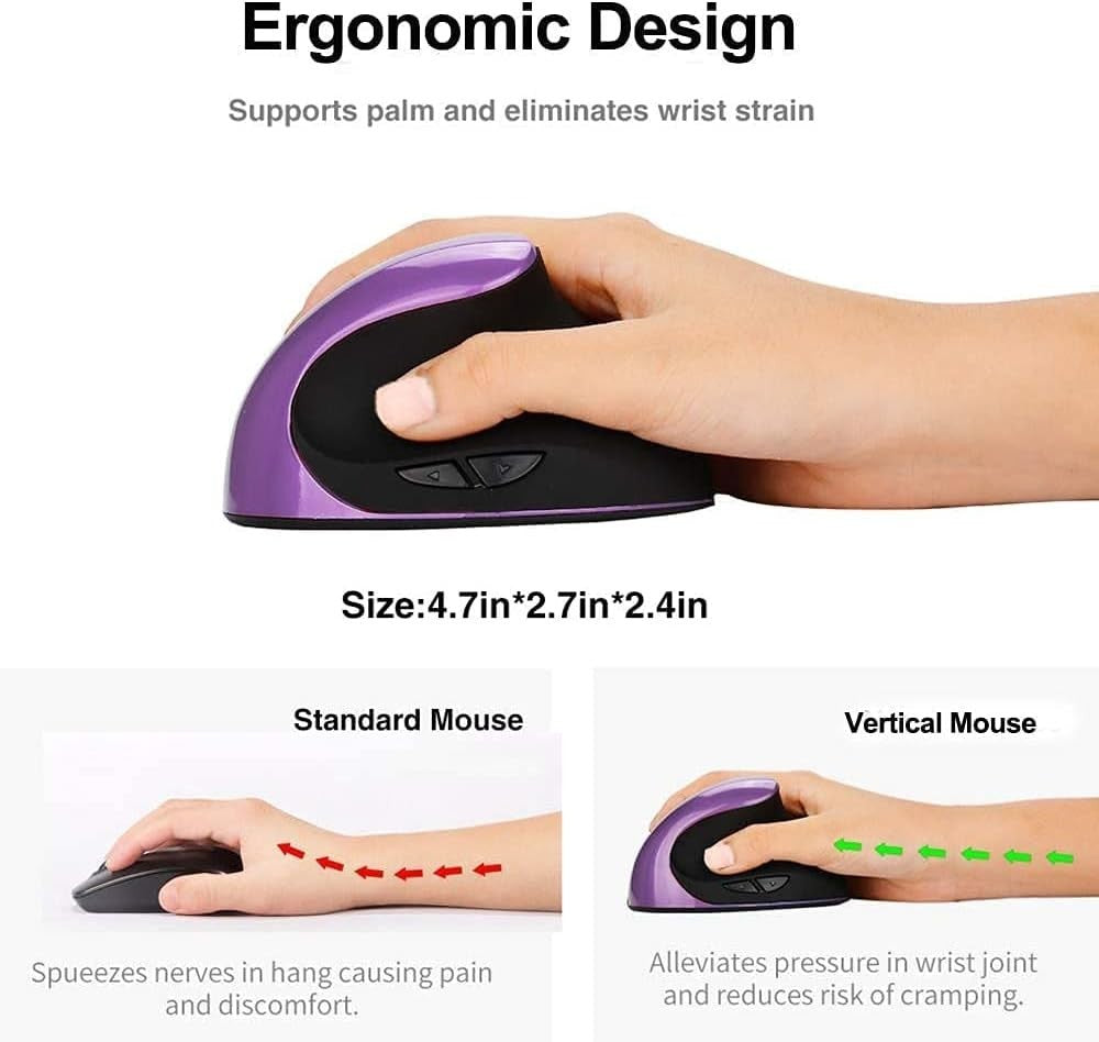 Rechargeable Vertical Ergonomic Mouse Wireless 1600 DPI Comfort