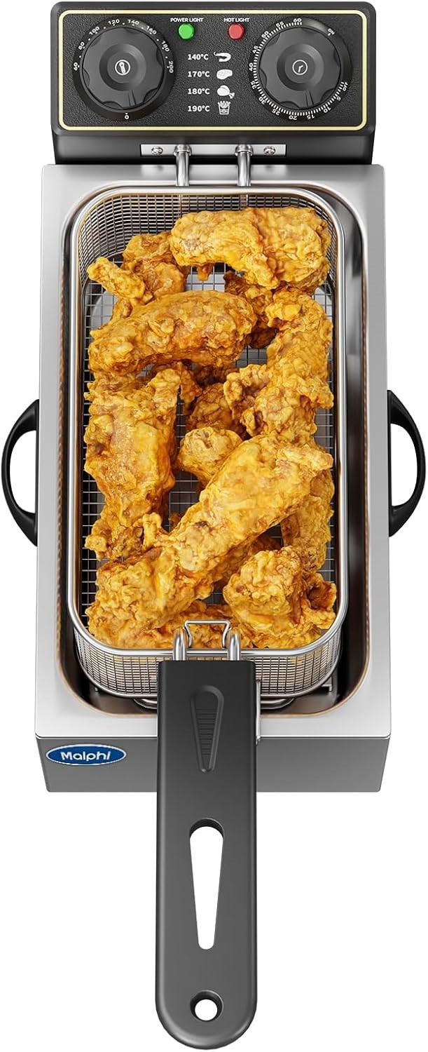 3L Electric Deep Fat Fryer 2000W Adjustable Temp Compact Chip Fryer