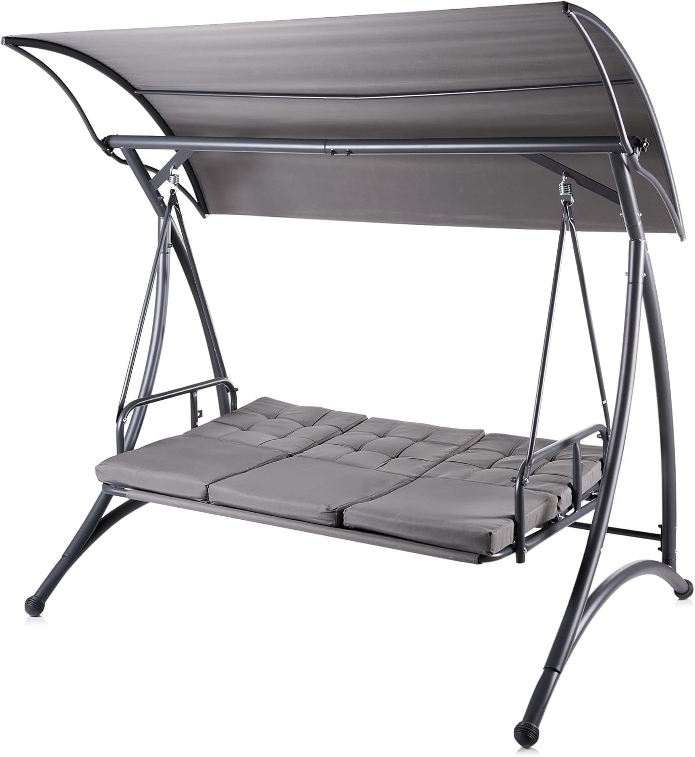 3 Seater Garden Swing Seat with Cushions Reclining Day Bed & Canopy Outdoor