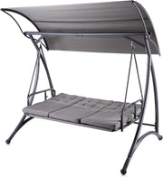 3 Seater Garden Swing Seat with Cushions Reclining Day Bed & Canopy Outdoor