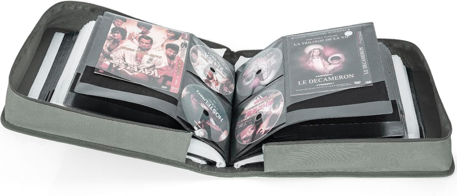 200 CD DVD Storage Wallet Organizer Case 100 Booklet Pockets Grey