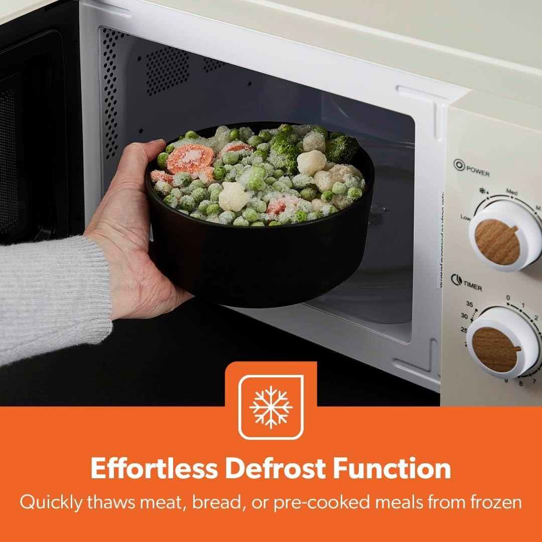 Geepas 20L Microwave Oven 700W Solo 5 Power Levels Cream Compact