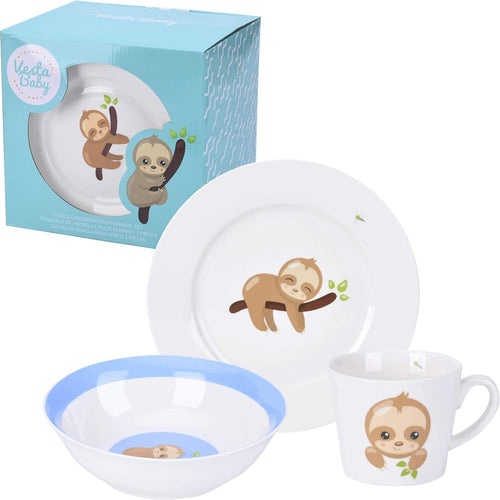 Kids Dinnerware Set 3 Piece Ceramic Plate Bowl Mug Cute Animal Microwave Safe