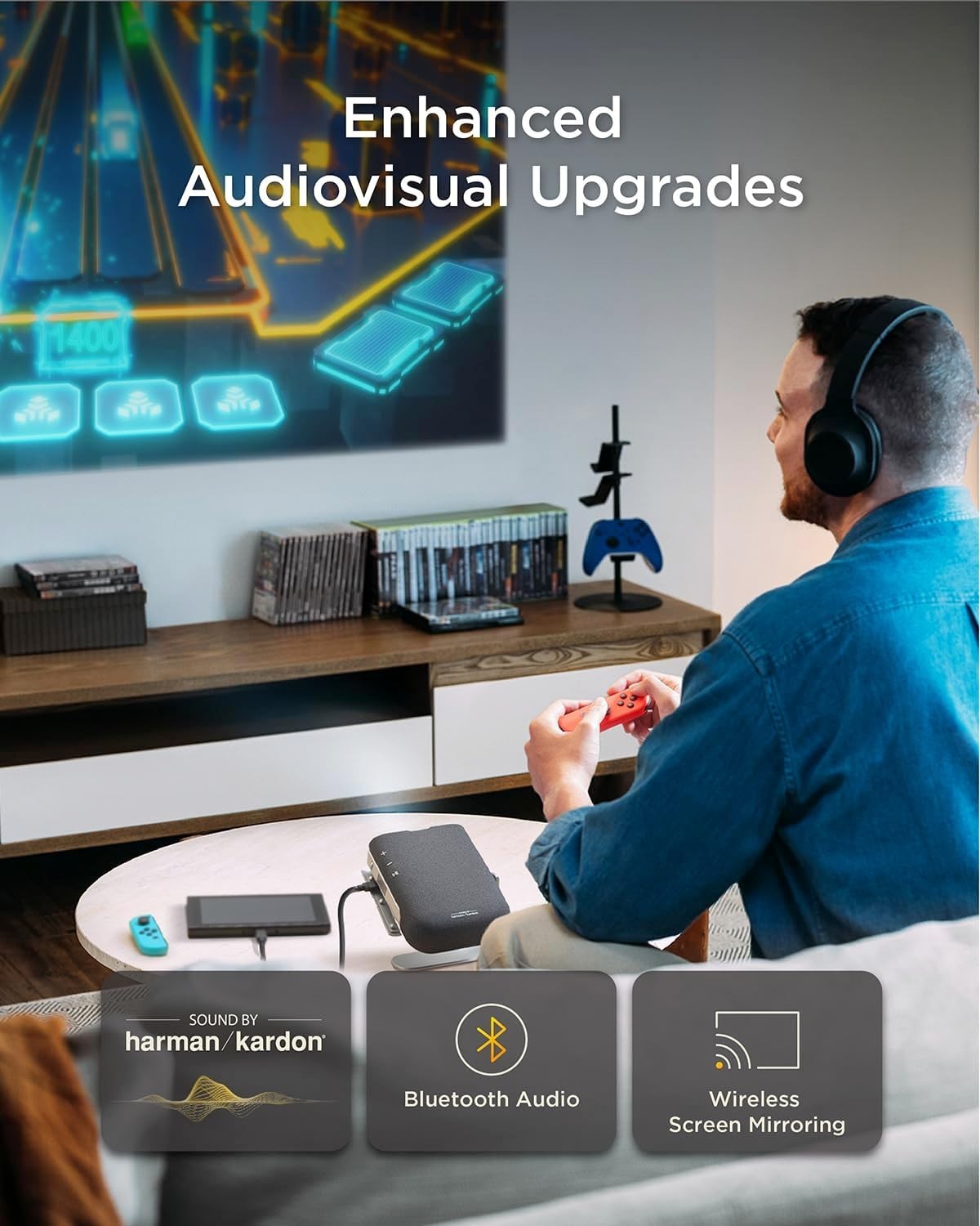 Portable 1080P Smart Projector Google TV Netflix Battery 360° Auto Focus