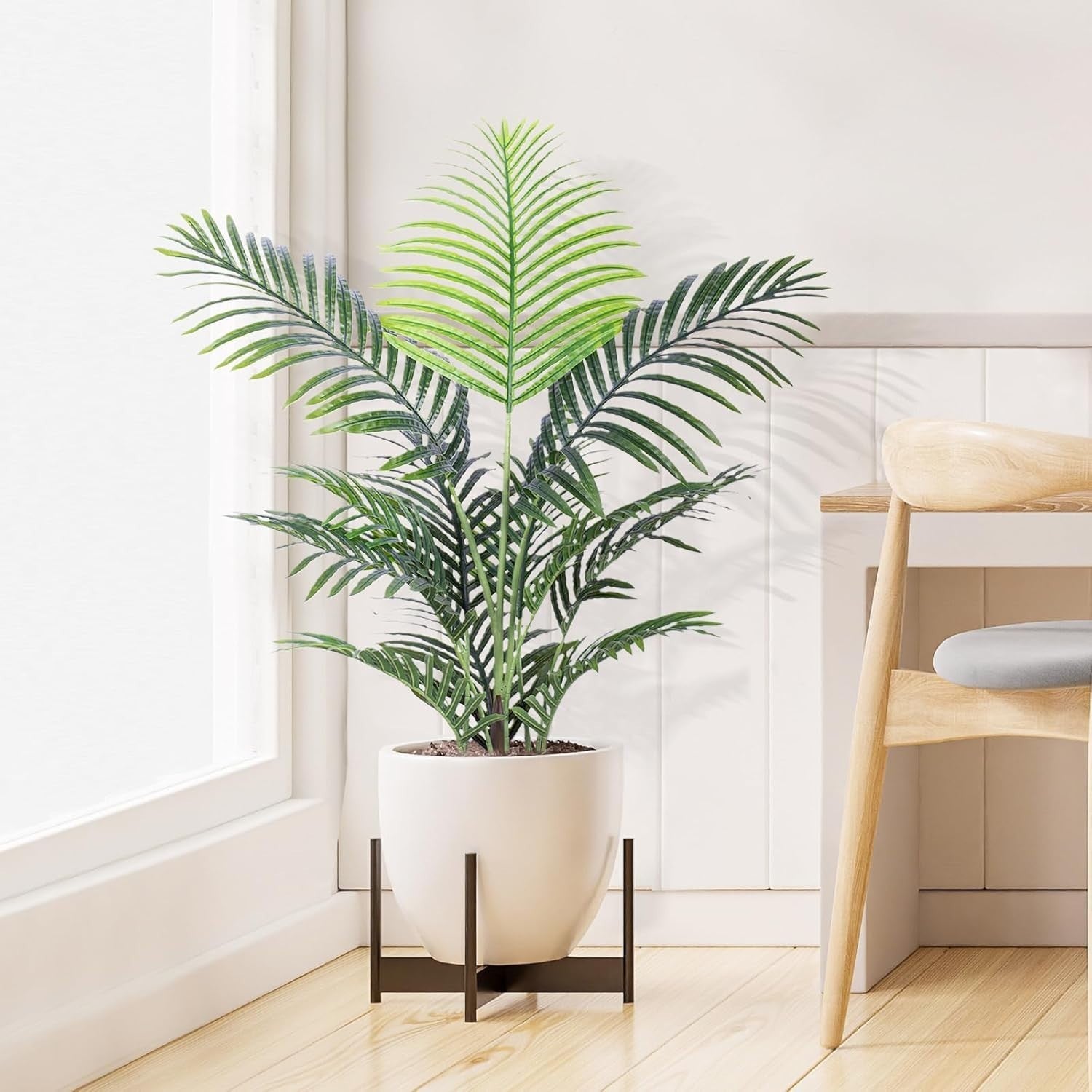 90cm Artificial Palm Tree Small Tropical Plant Real Bark Trunk Indoor Home Decor