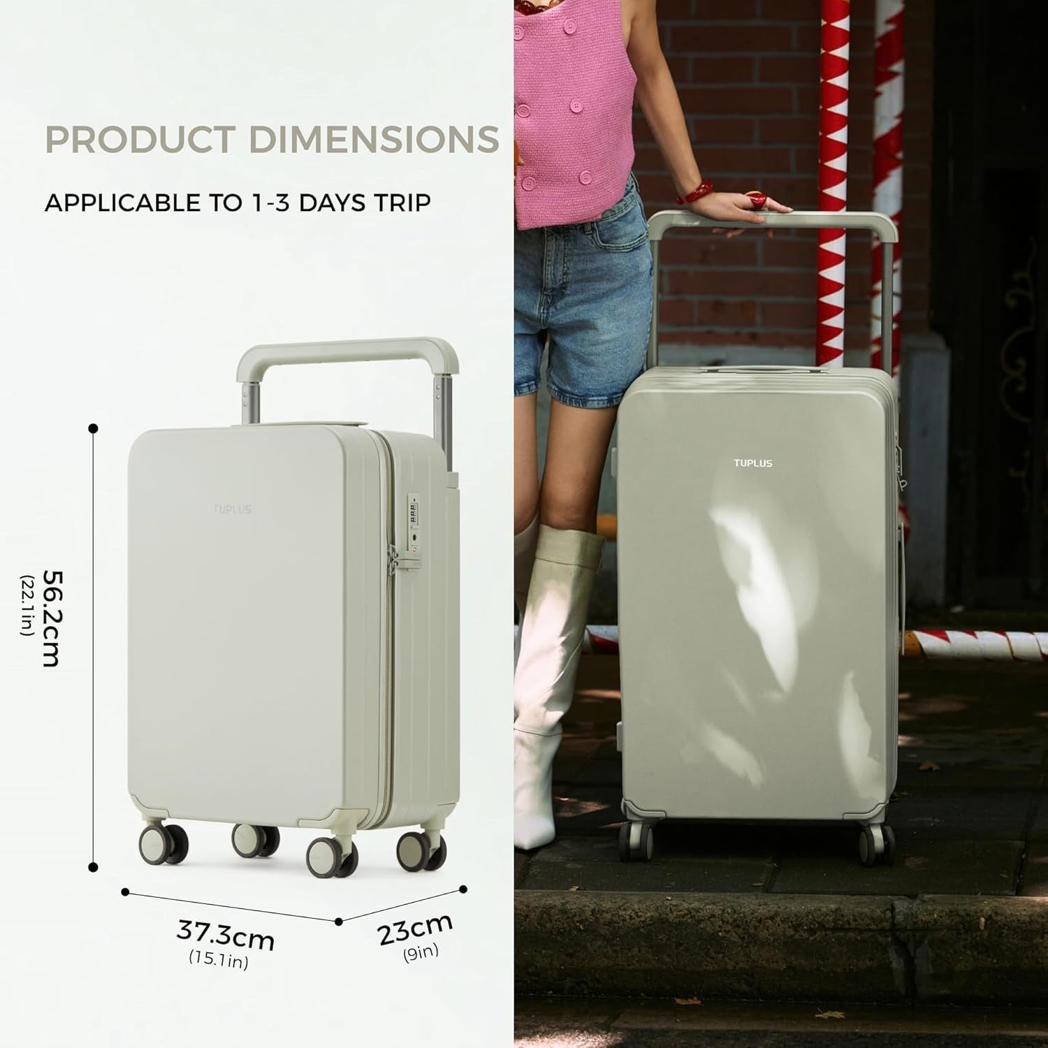 20 Inch Cabin Hard Shell Suitcase 4 Spinner Wheels TSA Lock