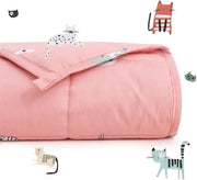3.2kg Weighted Blanket Pink Cat 105x150cm 100% Cotton for Relaxation and Sleep