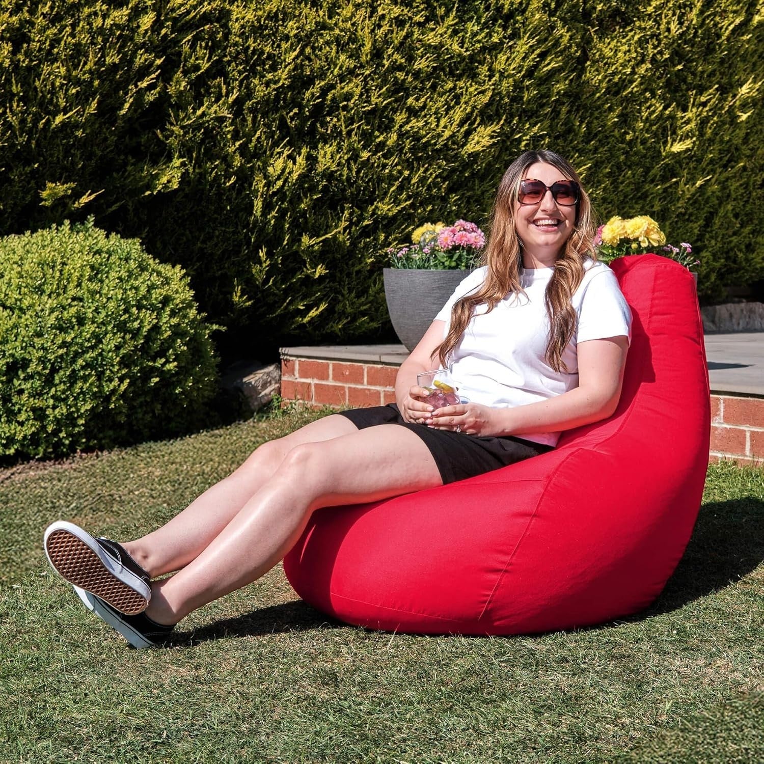 Waterproof Red Gaming Bean Bag Chair Indoor Outdoor Recliner Seat