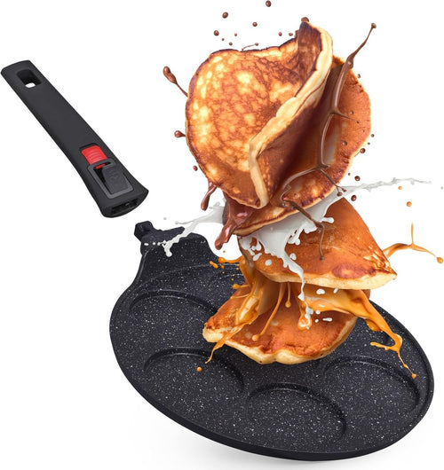 Multi-Hole Non-Stick Pancake Pan 7-Cup Maker w/ Removable Handle, Induction Safe