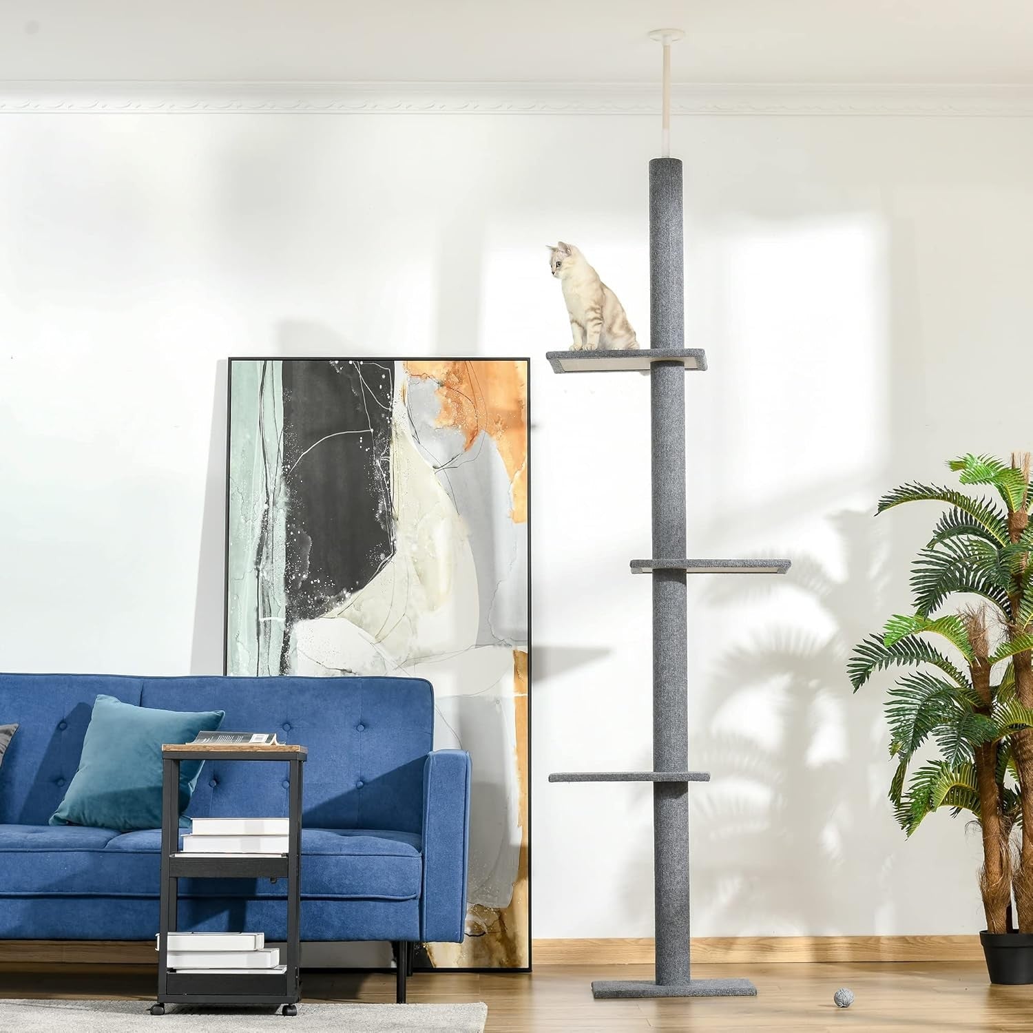 Floor to Ceiling Cat Tree Tower Adjustable 260cm Space Saving Climbing Posts