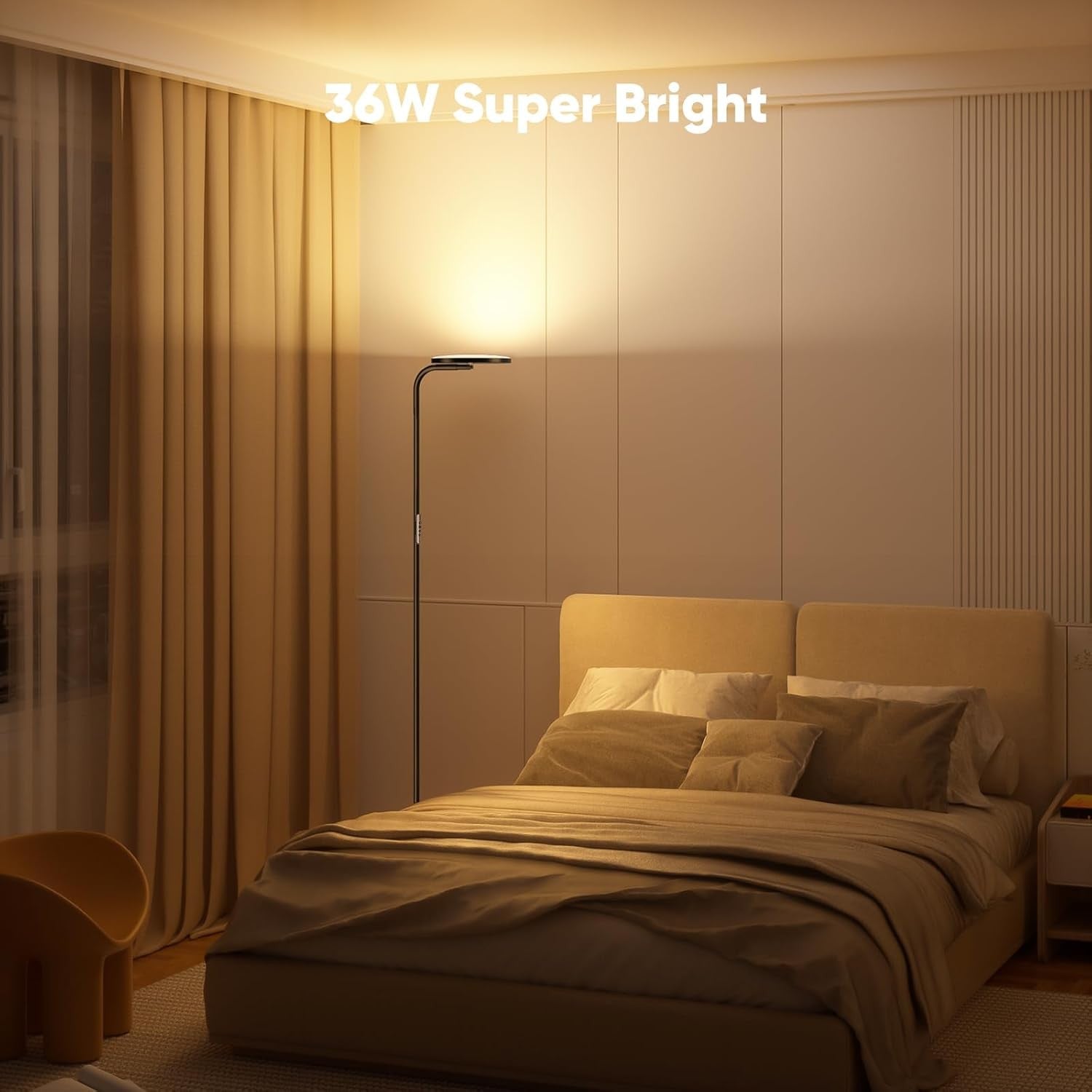 36W LED Floor Lamp Remote Dimmable 350° Rotating Reading Standing Light