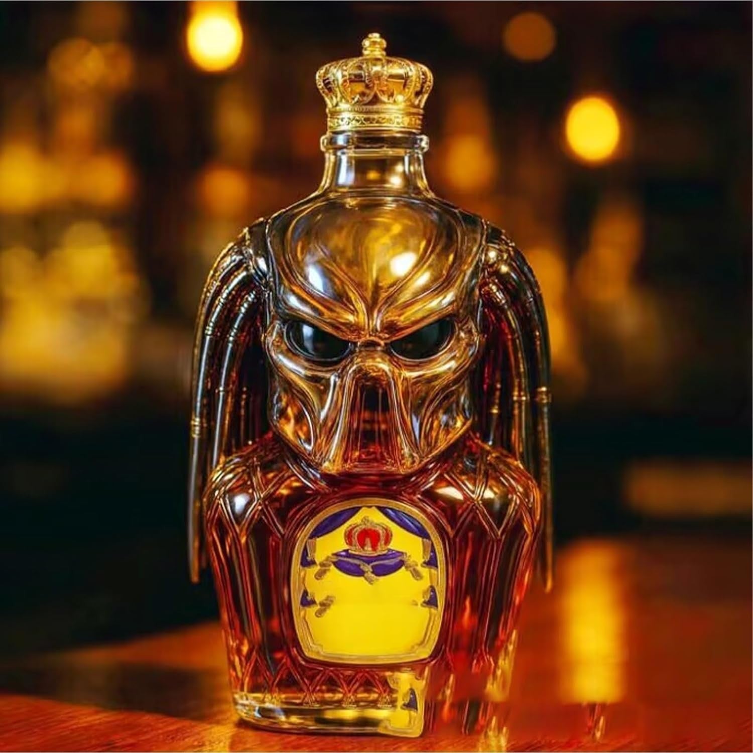 3D Alien Whiskey Decanter Monster Art Bottle Glass Sci-Fi Bar Display Gift Uniqu