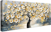 Large Framed Canvas Wall Art White Flower Tree 50x120cm