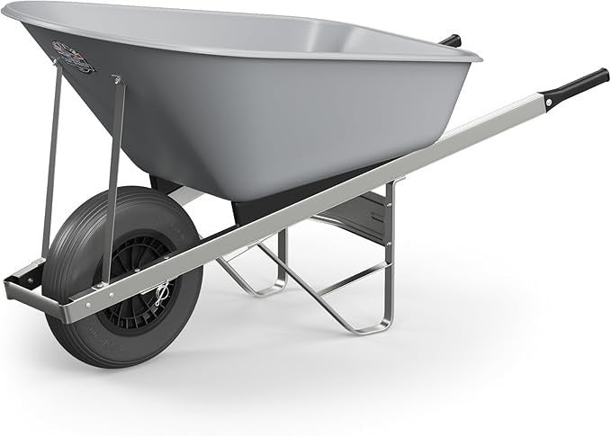 120L 1-Wheel Grey Garden Wheelbarrow – Puncture Proof Heavy Duty Plastic Tray