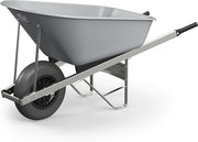 120L 1-Wheel Grey Garden Wheelbarrow – Puncture Proof Heavy Duty Plastic Tray
