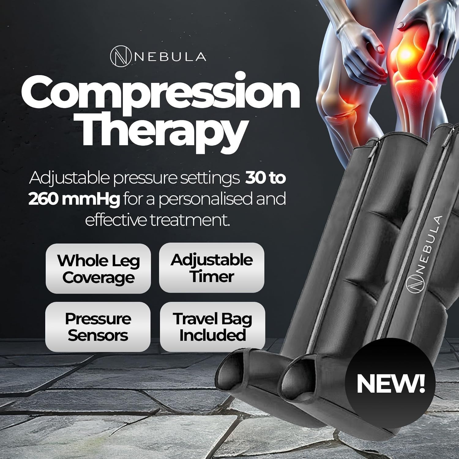 Compression Leg Massager Boots for Circulation Pain Relief & Recovery