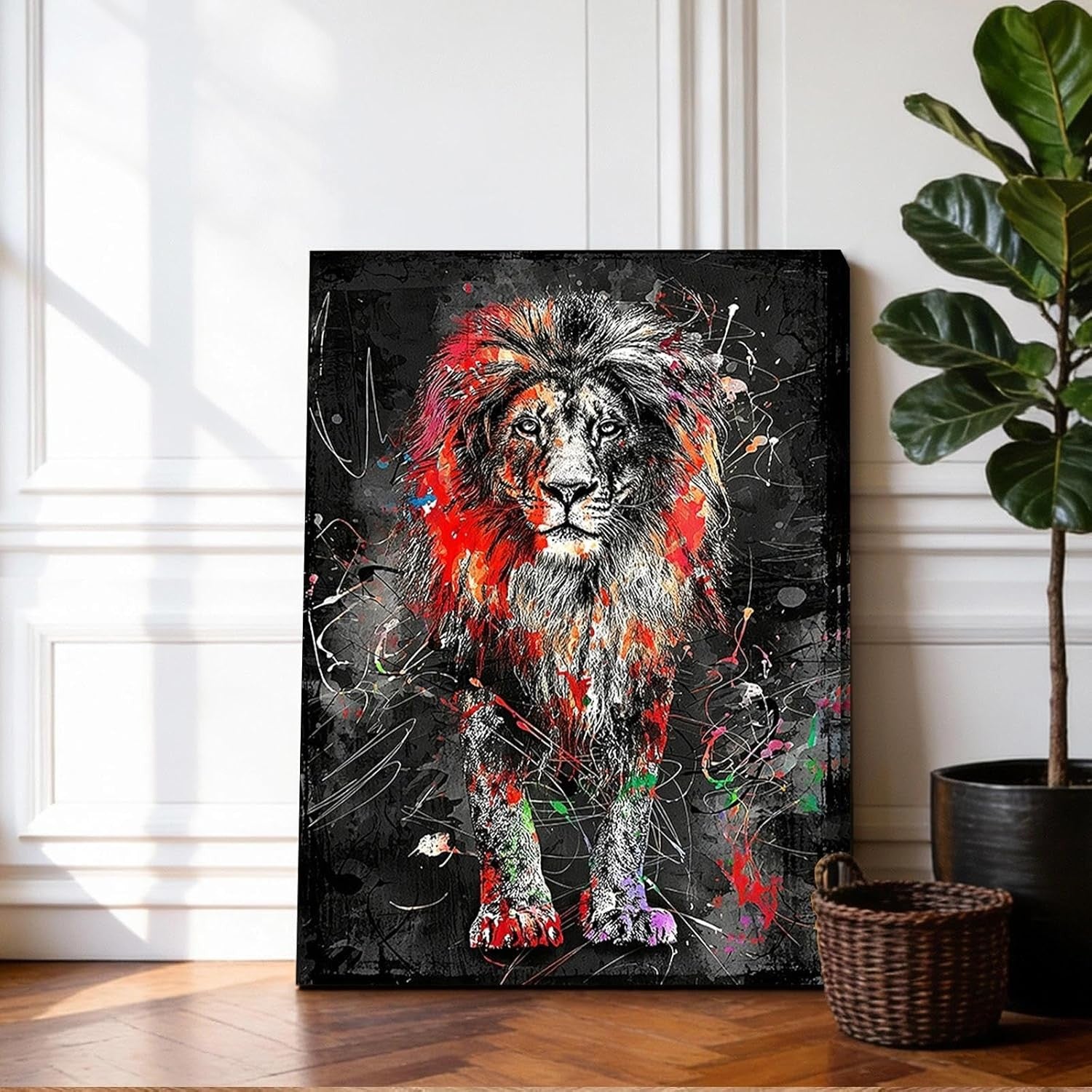 Abstract Lion Canvas Wall Art 12x16" Bold Animal Home Decor Print