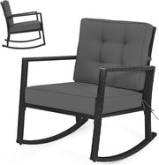 Outdoor Rocking Chair with Thick Cushions & Ergonomic Armrests for Patio