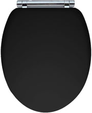 Black Soft Touch Toilet Seat Soft Close Click & Clean One Button Release 41x35cm