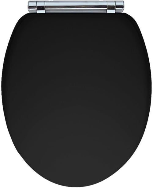 Black Soft Touch Toilet Seat Soft Close Click & Clean One Button Release 41x35cm