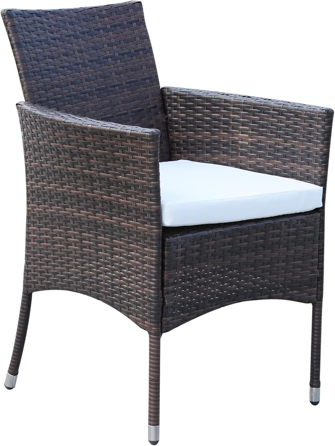 6 Seat Rattan Garden Dining Set w/ Cushions & Glass Table Patio Outdoor