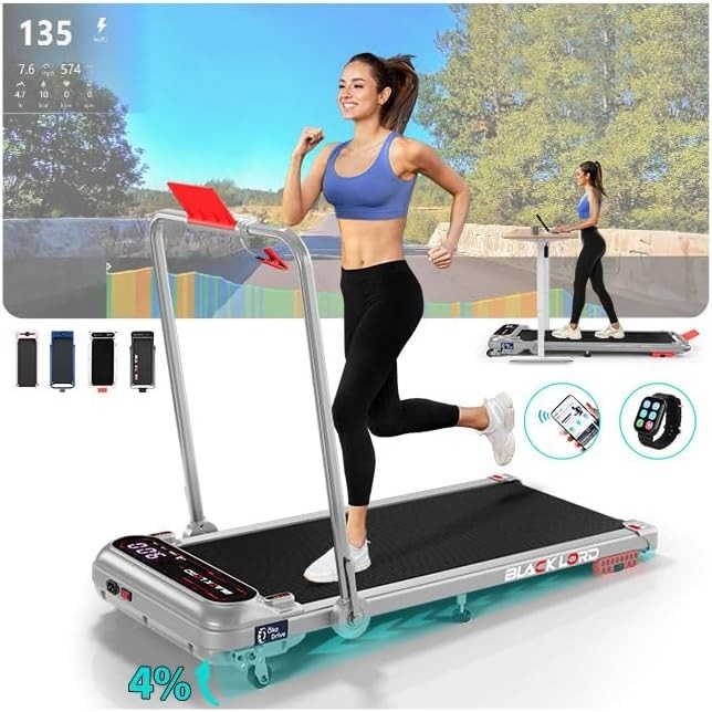 Foldable 4-in-1 Walking Pad Treadmill 3HP Under Desk 11KM/H Incline LED
