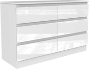White Gloss 6 Drawer Chest Dresser Storage Unit Bedroom Modern Cabinet