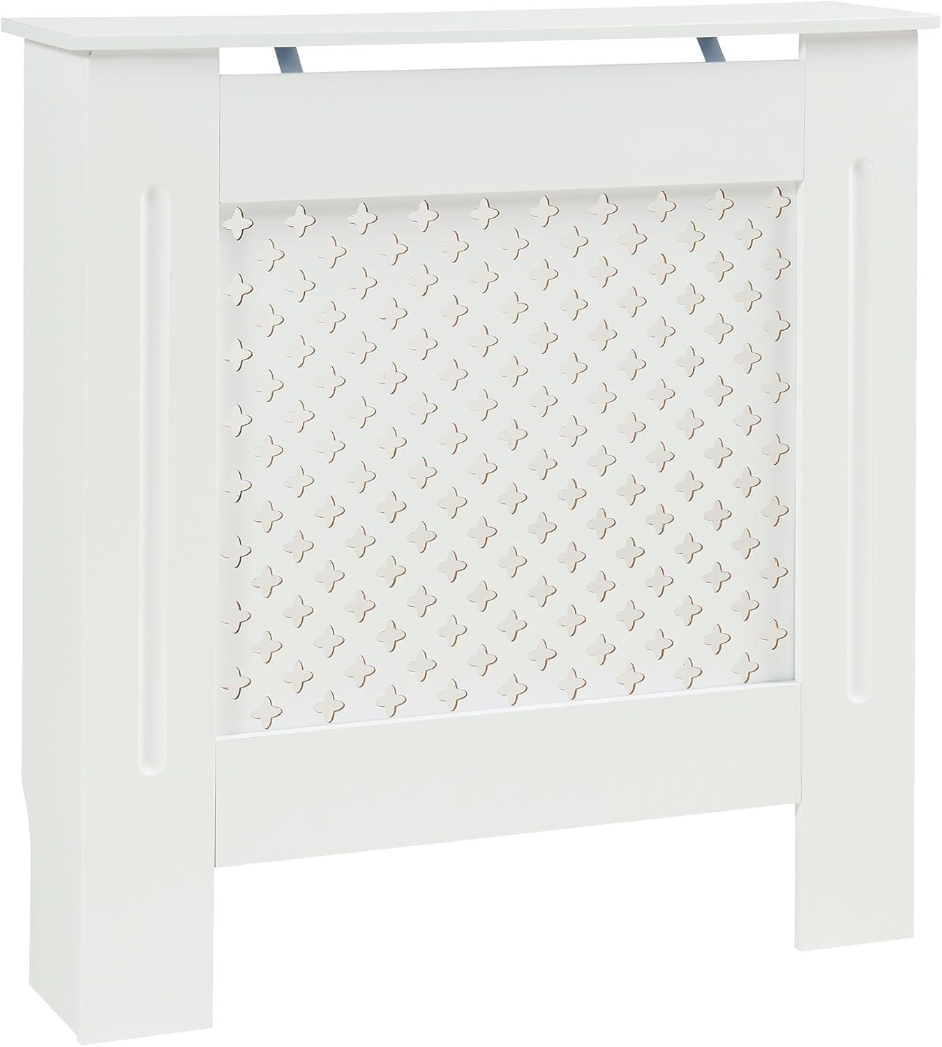 Small White Radiator Cover 78cm Modern Diamond Design MDF Wall Cabinet