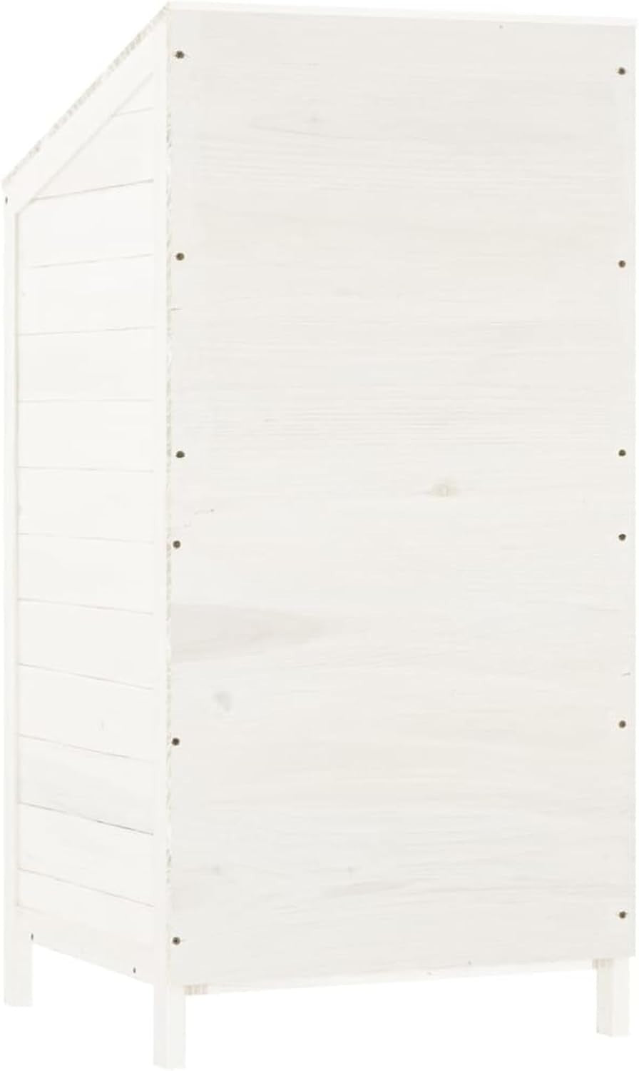 Outdoor Wooden Garden Shed 55x52x112cm White Storage Box Weather-Resistant