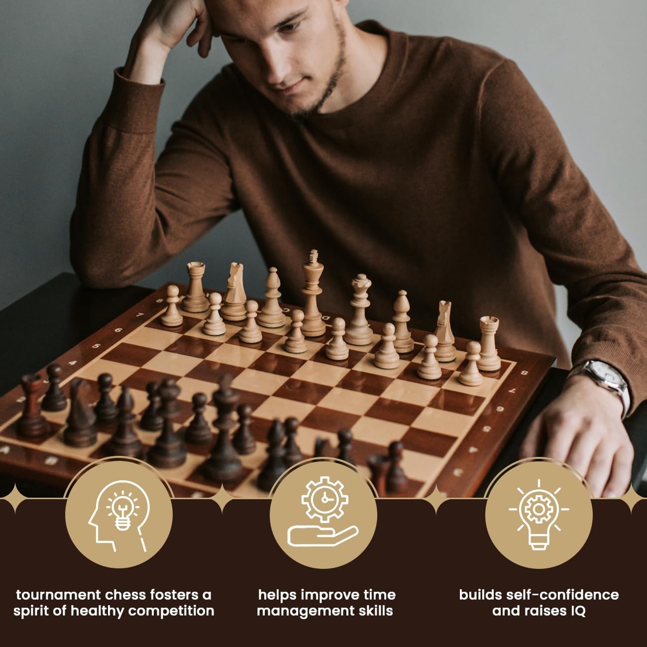 Professional Wooden Chess Set 48cm • Staunton Pieces • Inlaid Board & Storage Bo