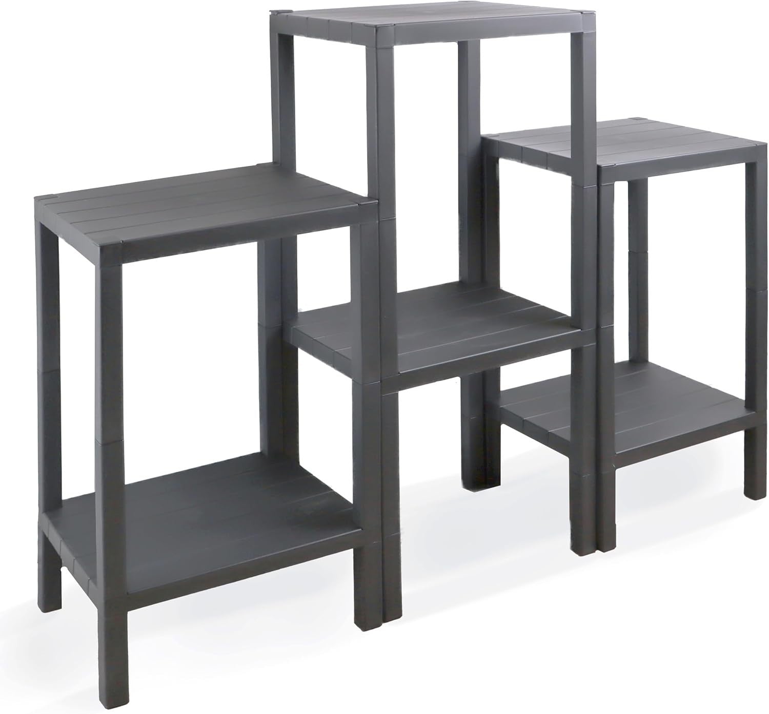 6 Tier Grey Side End Table with Storage Shelves – Durable, Space-Saving Design