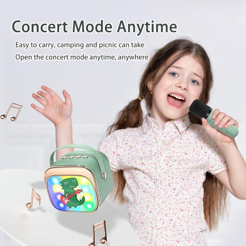 Kids Karaoke Machine Bluetooth Speaker 2 Mics, Fun Birthday Gift 3-12Y