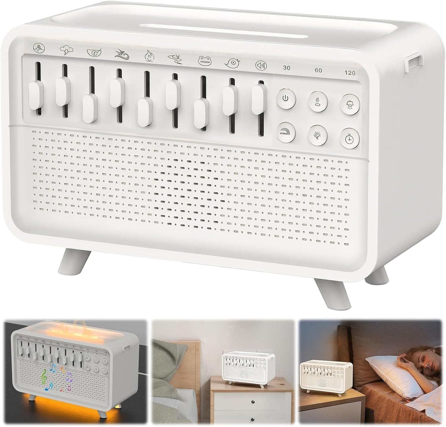 White Noise Machine with Bluetooth Speaker & Essential Oil Diffuser, 8 Sleep Sou