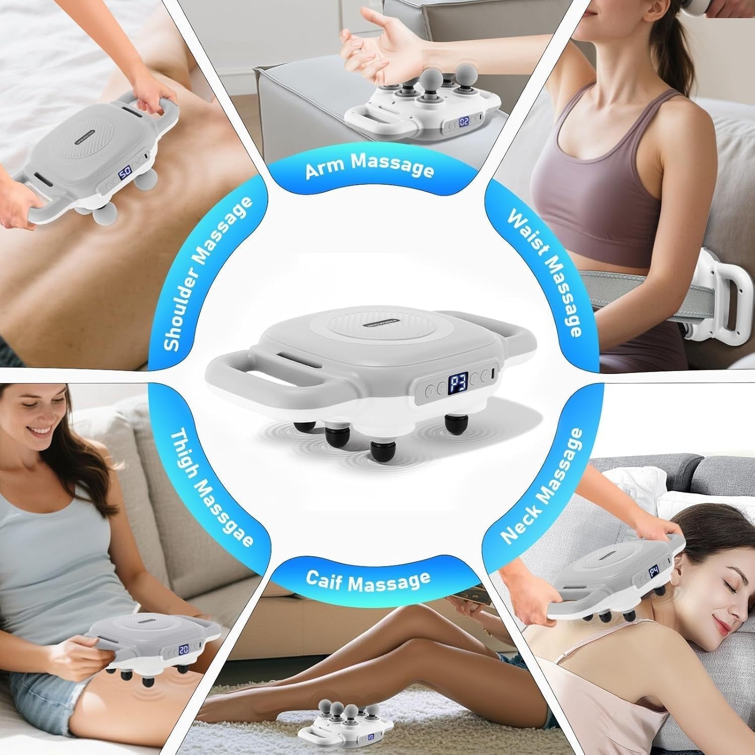6 Head Deep Tissue Massage Gun Percussion Massager 50 Speeds Full Body Relief
