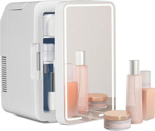 10L Portable Mini Skincare Fridge Cooler & Warmer LED Mirror AC/DC