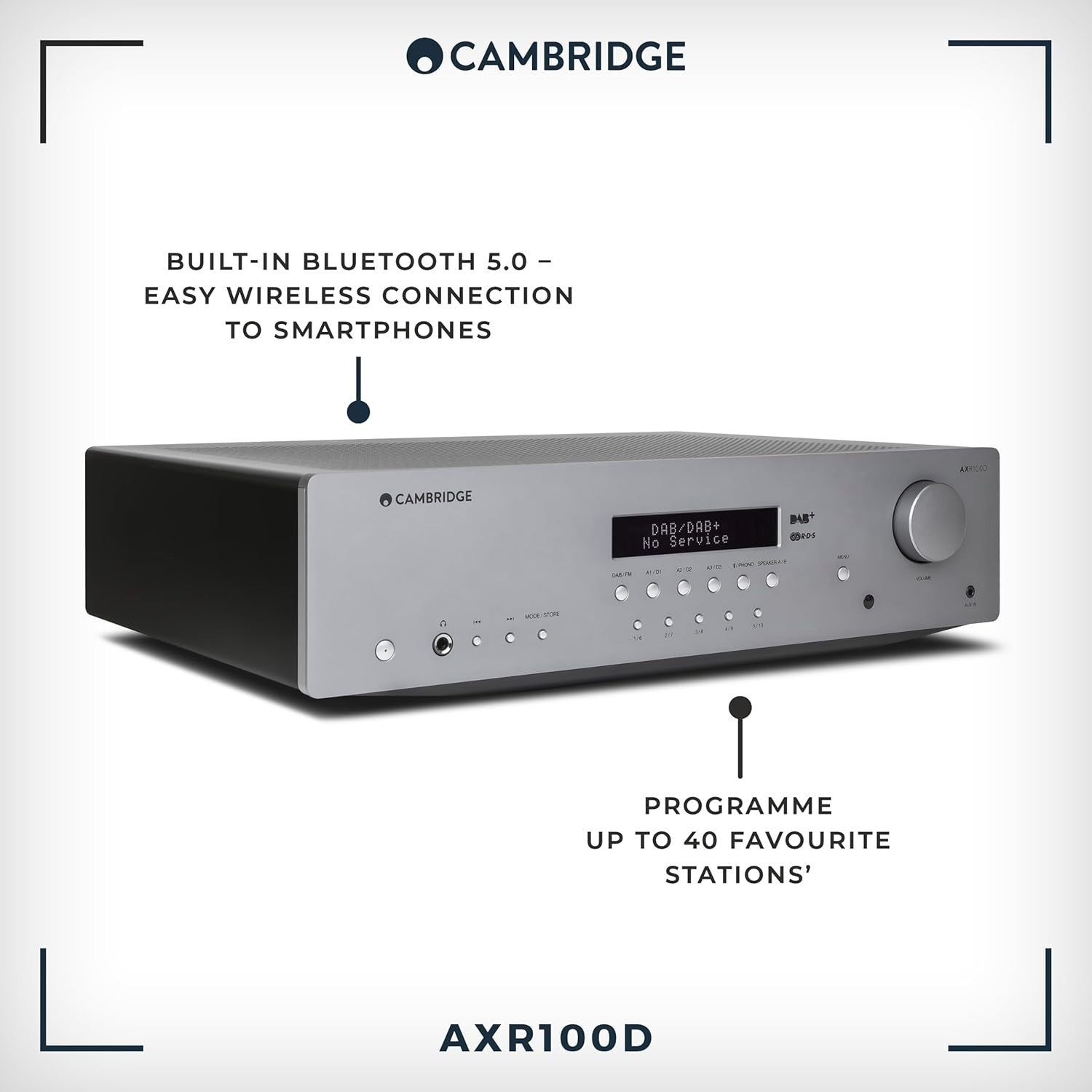 HiFi Stereo Receiver 100W Bluetooth DAB FM USB Optical Coaxial Phono Stage
