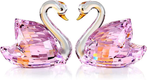 Pink Crystal Swan Pair Ornament – Romantic Valentine Wedding Gift