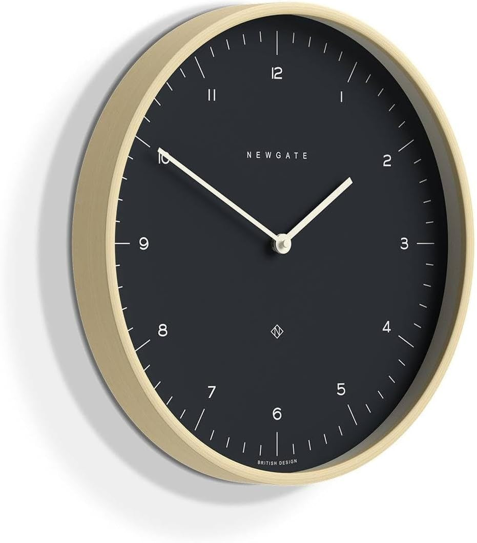 40cm Silent Wall Clock Modern Grey Dial Pale Wood Minimalist Design
