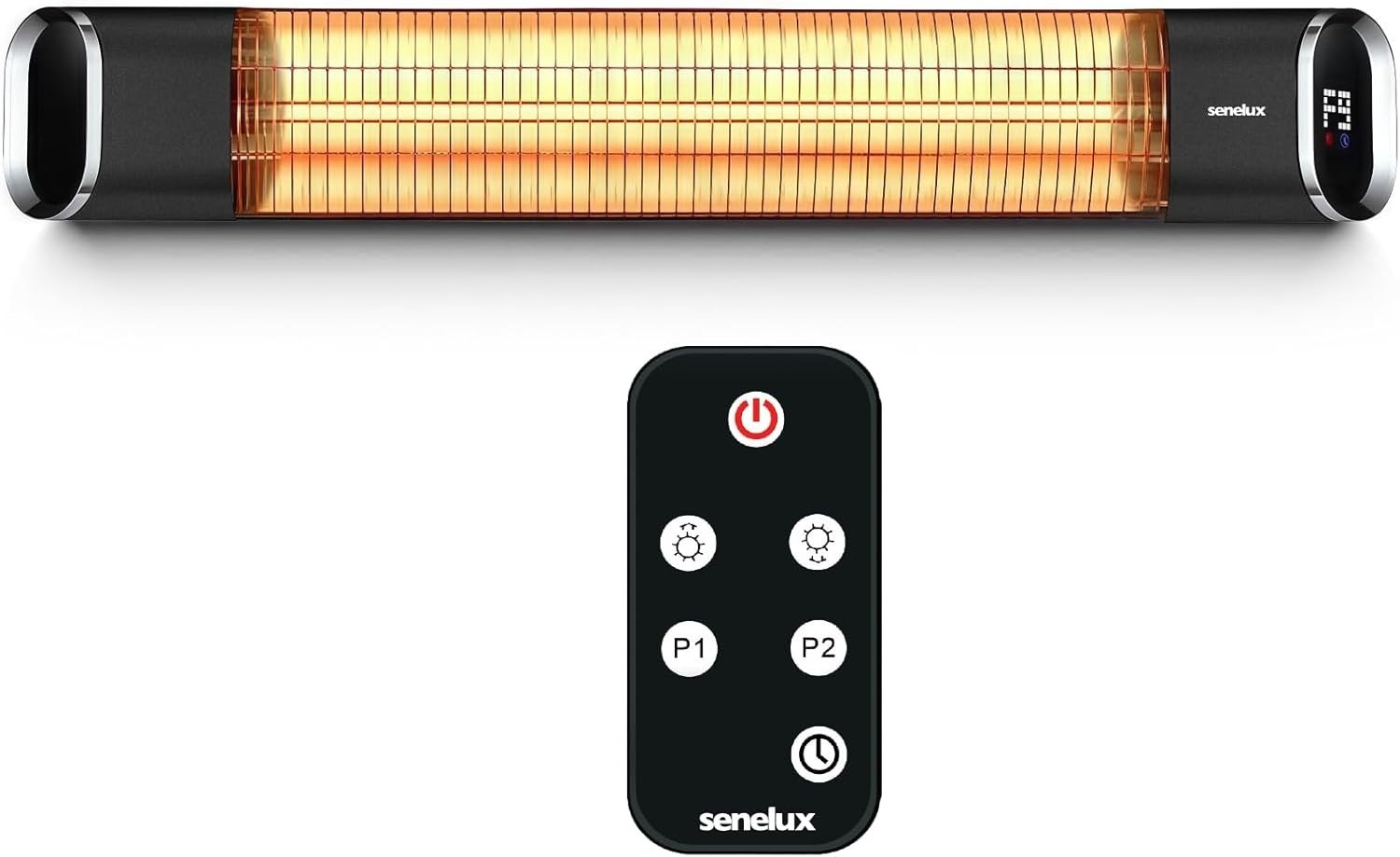 Wall Mounted Infrared Patio Heater 2000W Remote Control 9 Heat Levels Outdoor